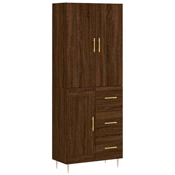 Kõrge kapp, pruun tamm, 69,5 × 34 × 180 cm, tehispuit