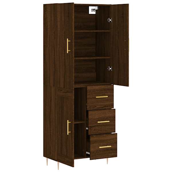Kõrge kapp, pruun tamm, 69,5 × 34 × 180 cm, tehispuit