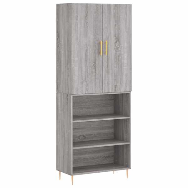 Kõrge kapp, hall Sonoma tamm, 69,5 × 34 × 180 cm, tehispuit