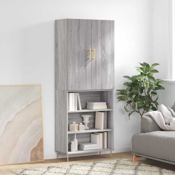 Kõrge kapp, hall Sonoma tamm, 69,5 × 34 × 180 cm, tehispuit