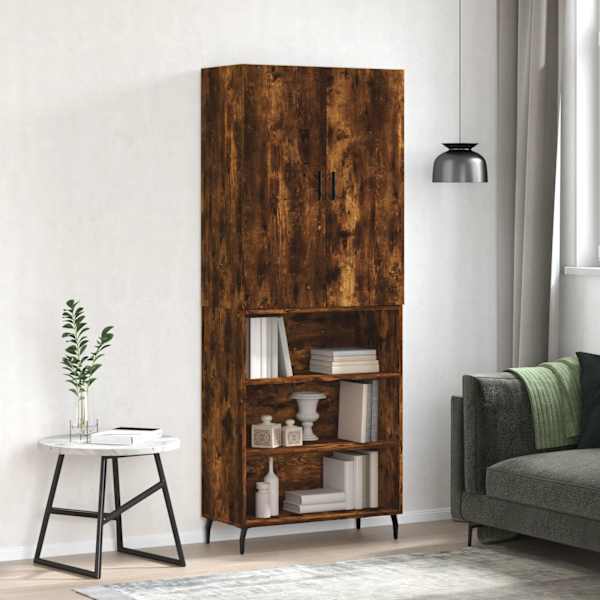 Kõrge kapp, suitsutatud tamm, 69,5 × 34 × 180 cm, tehispuit