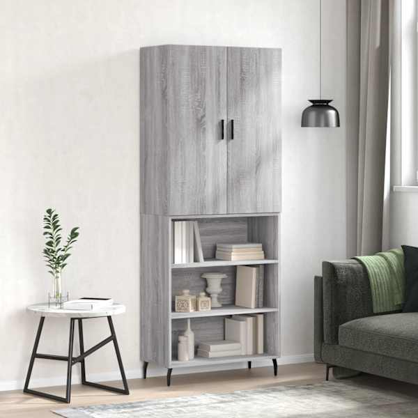 Kõrge kapp, hall Sonoma tamm, 69,5 × 34 × 180 cm, tehispuit