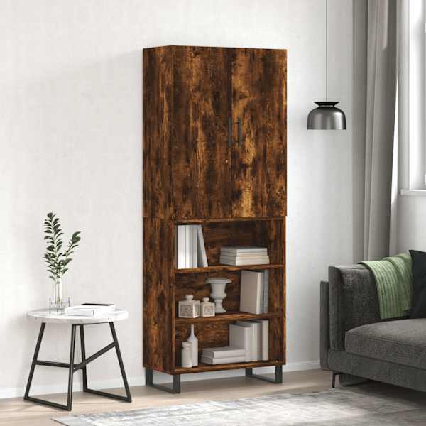 Kõrge kapp, suitsutatud tamm, 69,5 × 34 × 180 cm, tehispuit