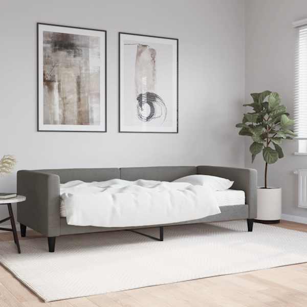 Diivanvoodi koos poroloonmadratsiga, tumehall, 90 × 200 cm, kangas — mudel 3196561