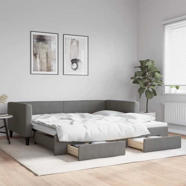 Sahtlitega diivanvoodi väljatõmmatava osaga, tumehall, 100 × 200 cm — mudel 3196620