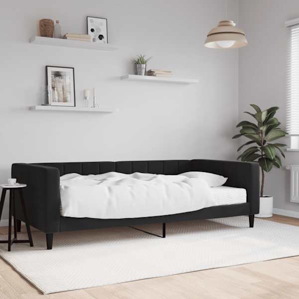 Diivanvoodi koos poroloonmadratsiga, must, 100 × 200 cm, samet — mudel 3196678