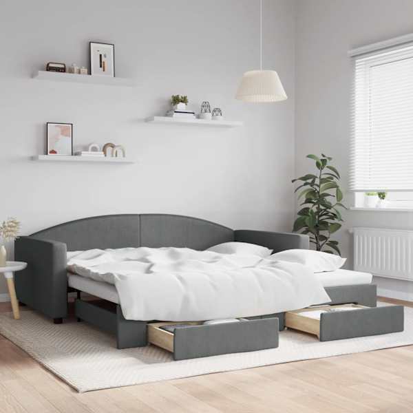 Sahtlitega diivanvoodi väljatõmmatava osaga, tumehall, 100 × 200 cm — mudel 3197230