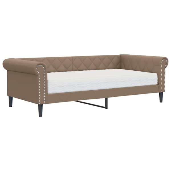 Diivanvoodi koos poroloonmadratsiga, cappuccino, 90 × 200 cm, kunstnahk