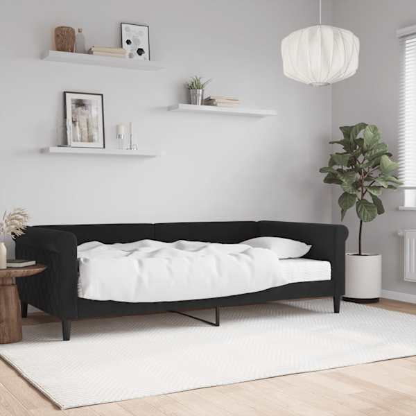 Diivanvoodi koos poroloonmadratsiga, must, 100 × 200 cm, samet — mudel 3197758