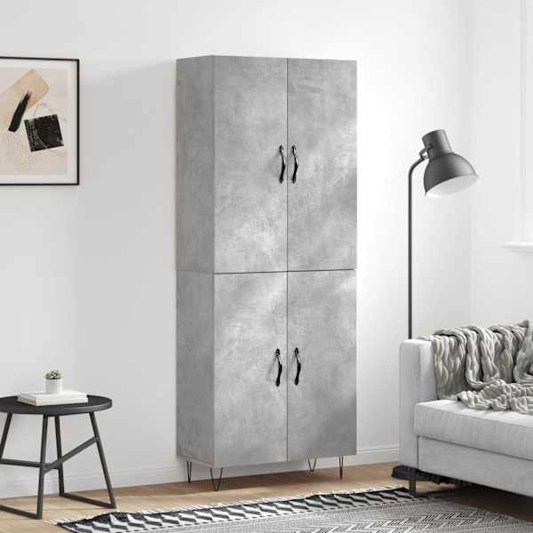 Kõrge kapp, betoonhall, 69,5 × 34 × 180 cm,tehispuit