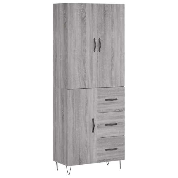 Kõrge kapp, hall Sonoma tamm, 69,5 × 34 × 180 cm, tehispuit