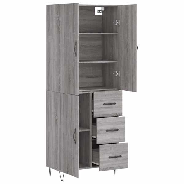 Kõrge kapp, hall Sonoma tamm, 69,5 × 34 × 180 cm, tehispuit