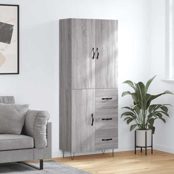 Kõrge kapp, hall Sonoma tamm, 69,5 × 34 × 180 cm, tehispuit