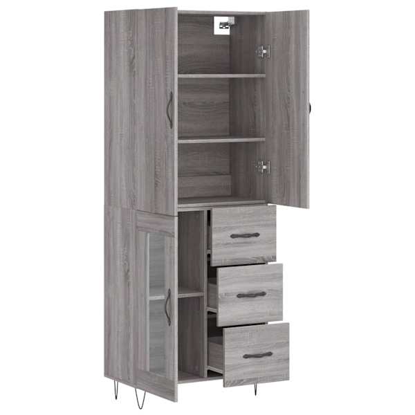 Kõrge kapp, hall Sonoma tamm, 69,5 × 34 × 180 cm, tehispuit