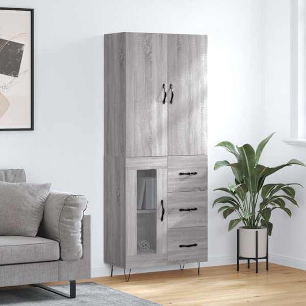 Kõrge kapp, hall Sonoma tamm, 69,5 × 34 × 180 cm, tehispuit