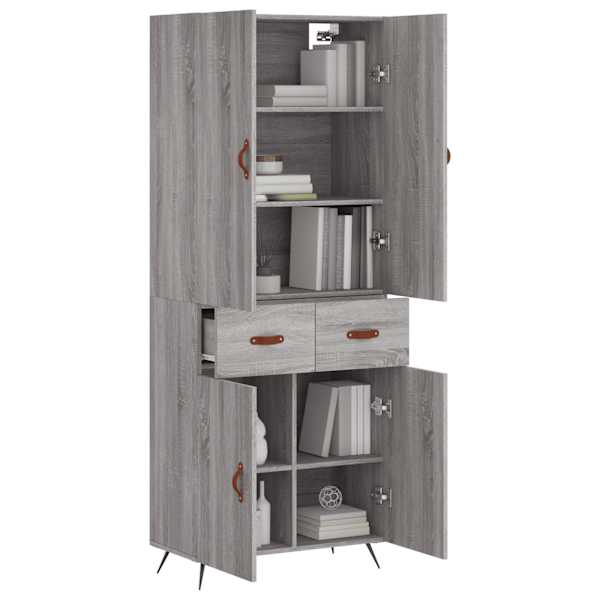 Kõrge kapp, hall Sonoma tamm, 69,5 × 34 × 180 cm, tehispuit