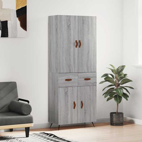 Kõrge kapp, hall Sonoma tamm, 69,5 × 34 × 180 cm, tehispuit