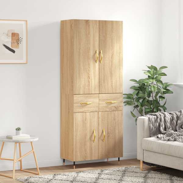 Kõrge kapp, Sonoma tamm, 69,5 × 34 × 180 cm, tehispuit