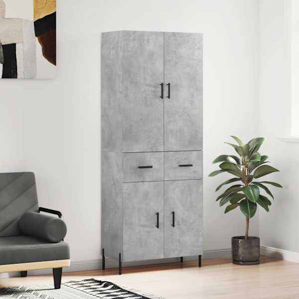Kõrge kapp, betoonhall, 69,5 × 34 × 180 cm,tehispuit