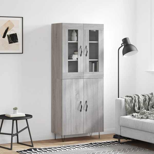 Kõrge kapp, hall Sonoma tamm, 69,5 × 34 × 180 cm, tehispuit
