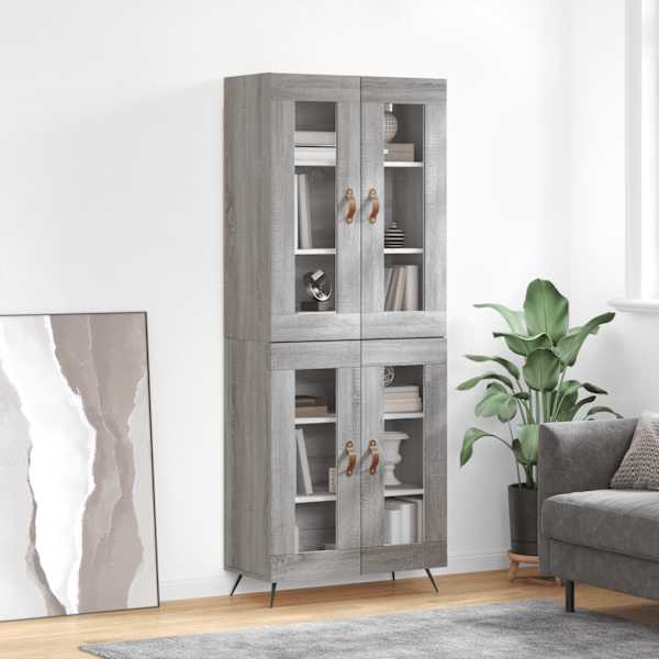 Kõrge kapp, hall Sonoma tamm, 69,5 × 34 × 180 cm, tehispuit