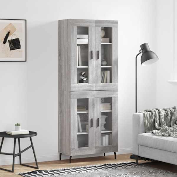 Kõrge kapp, hall Sonoma tamm, 69,5 × 34 × 180 cm, tehispuit