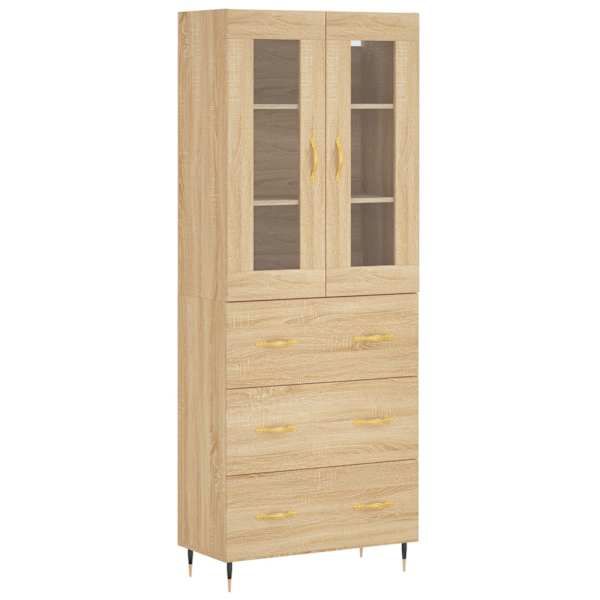 Kõrge kapp, Sonoma tamm, 69,5 × 34 × 180 cm, tehispuit
