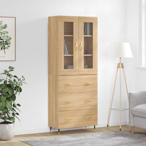 Kõrge kapp, Sonoma tamm, 69,5 × 34 × 180 cm, tehispuit