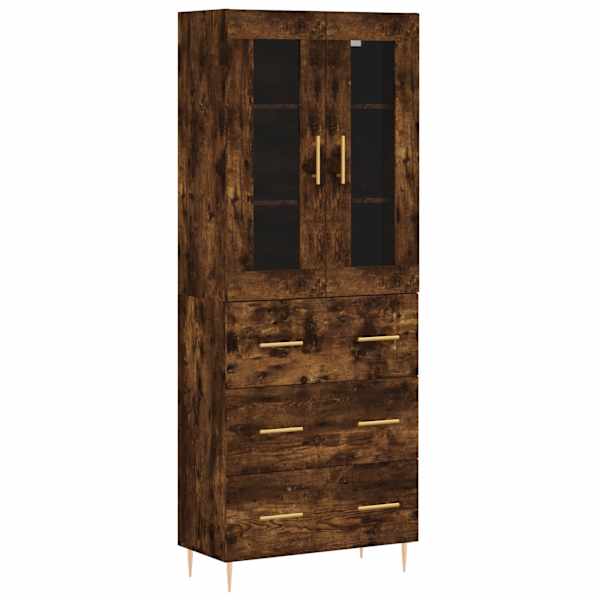 Kõrge kapp, suitsutatud tamm, 69,5 × 34 × 180 cm, tehispuit