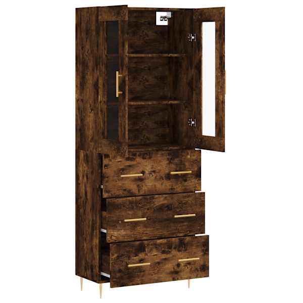 Kõrge kapp, suitsutatud tamm, 69,5 × 34 × 180 cm, tehispuit