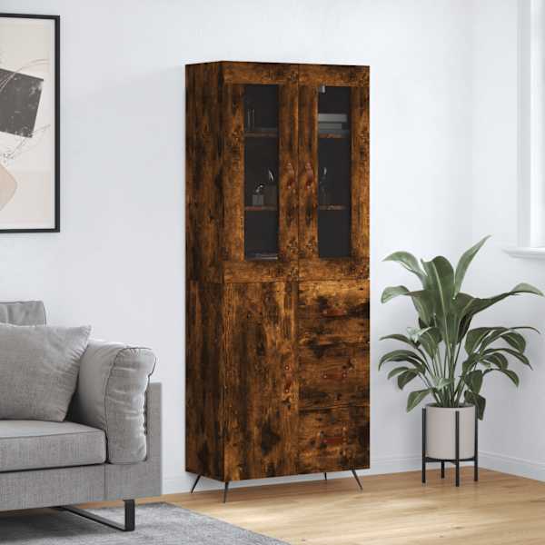 Kõrge kapp, suitsutatud tamm, 69,5 × 34 × 180 cm, tehispuit