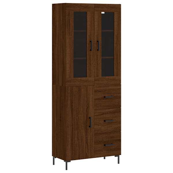 Kõrge kapp, pruun tamm, 69,5 × 34 × 180 cm, tehispuit