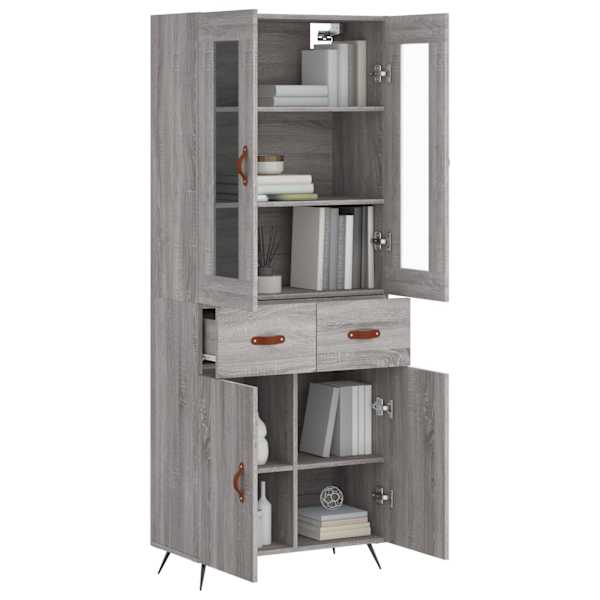 Kõrge kapp, hall Sonoma tamm, 69,5 × 34 × 180 cm, tehispuit