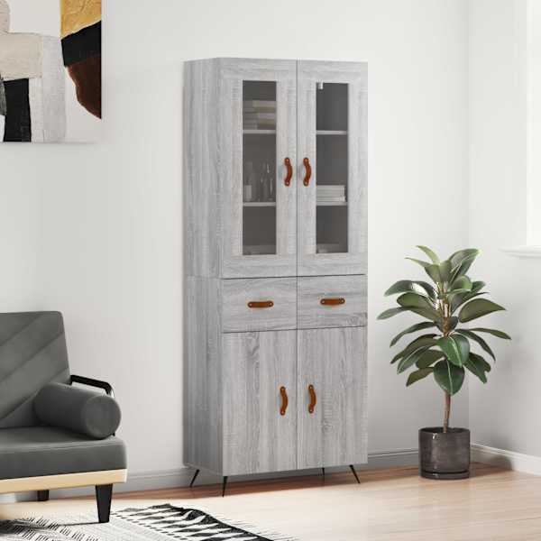 Kõrge kapp, hall Sonoma tamm, 69,5 × 34 × 180 cm, tehispuit