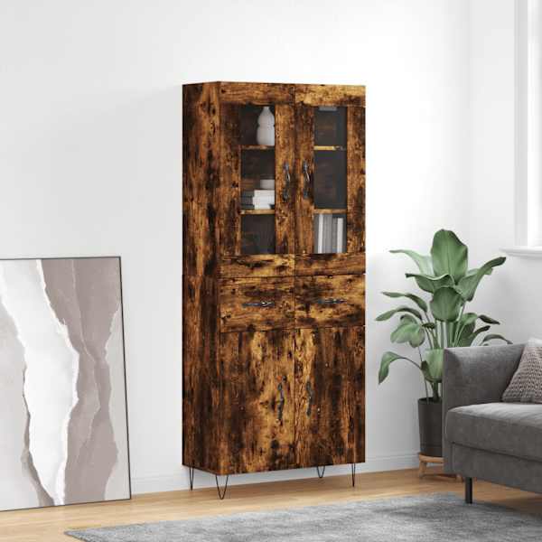 Kõrge kapp, suitsutatud tamm, 69,5 × 34 × 180 cm, tehispuit