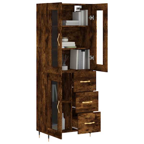 Kõrge kapp, suitsutatud tamm, 69,5 × 34 × 180 cm, tehispuit