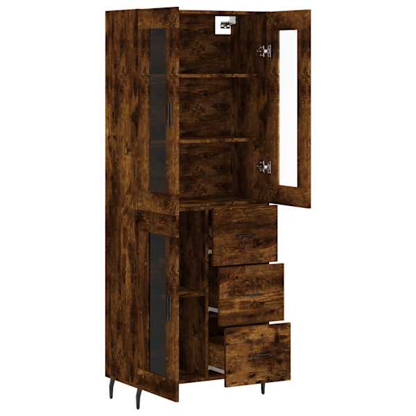Kõrge kapp, suitsutatud tamm, 69,5 × 34 × 180 cm, tehispuit