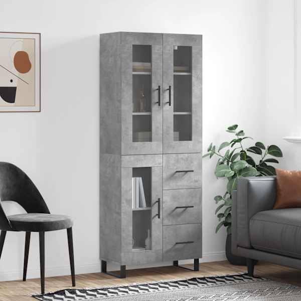 Kõrge kapp, betoonhall, 69,5 × 34 × 180 cm,tehispuit