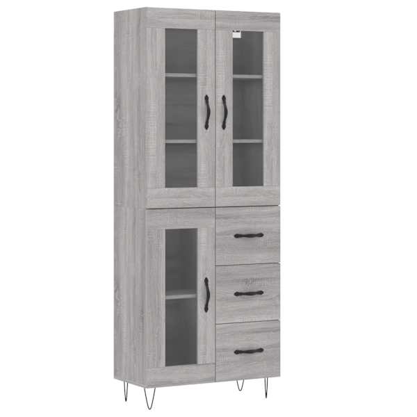 Kõrge kapp, hall Sonoma tamm, 69,5 × 34 × 180 cm, tehispuit
