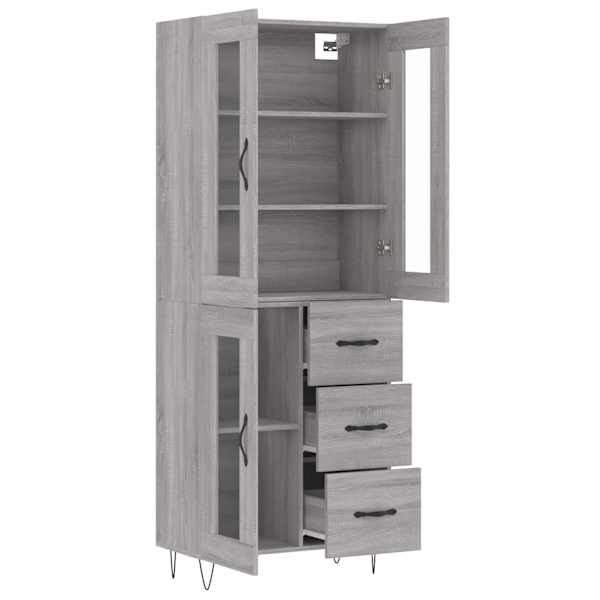 Kõrge kapp, hall Sonoma tamm, 69,5 × 34 × 180 cm, tehispuit