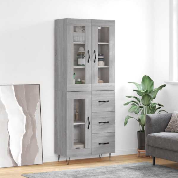 Kõrge kapp, hall Sonoma tamm, 69,5 × 34 × 180 cm, tehispuit