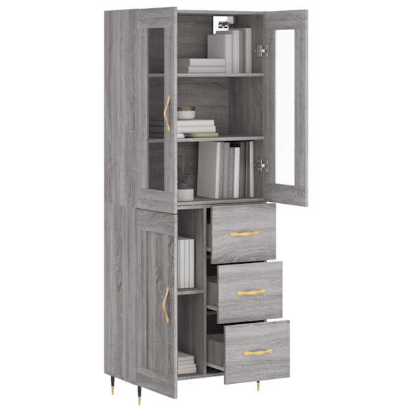 Kõrge kapp, hall Sonoma tamm, 69,5 × 34 × 180 cm, tehispuit