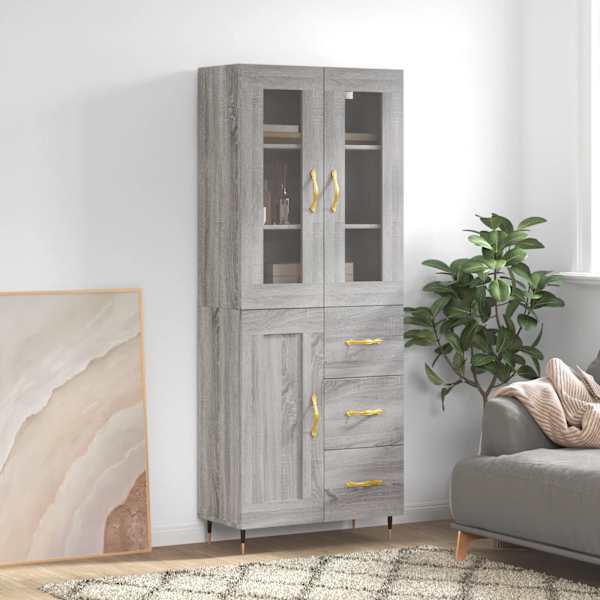 Kõrge kapp, hall Sonoma tamm, 69,5 × 34 × 180 cm, tehispuit