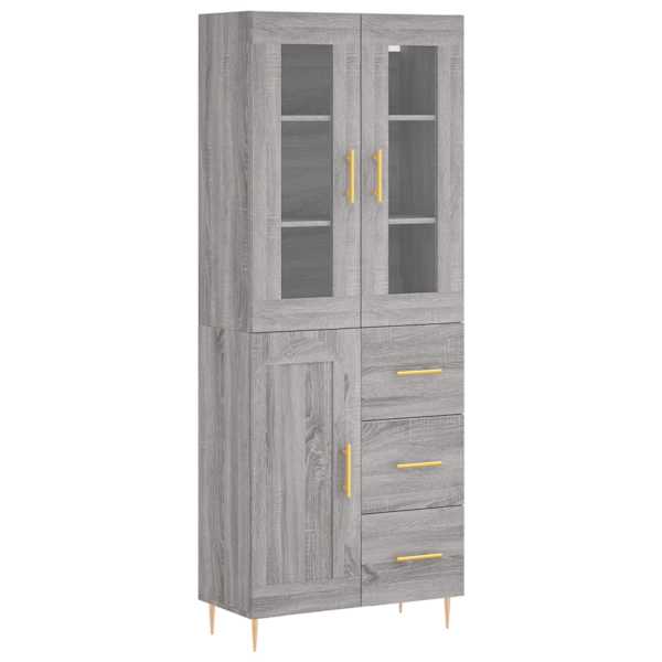Kõrge kapp, hall Sonoma tamm, 69,5 × 34 × 180 cm, tehispuit