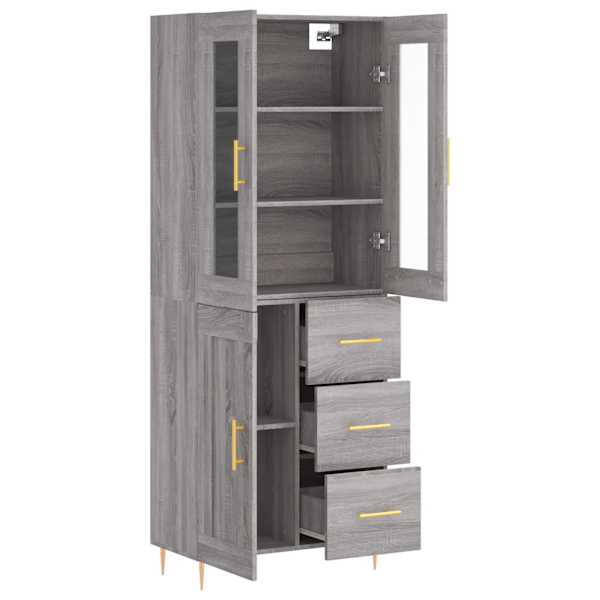 Kõrge kapp, hall Sonoma tamm, 69,5 × 34 × 180 cm, tehispuit