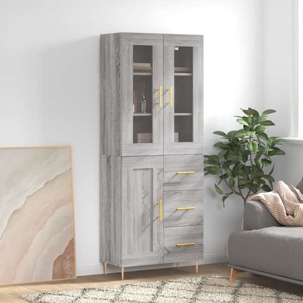 Kõrge kapp, hall Sonoma tamm, 69,5 × 34 × 180 cm, tehispuit
