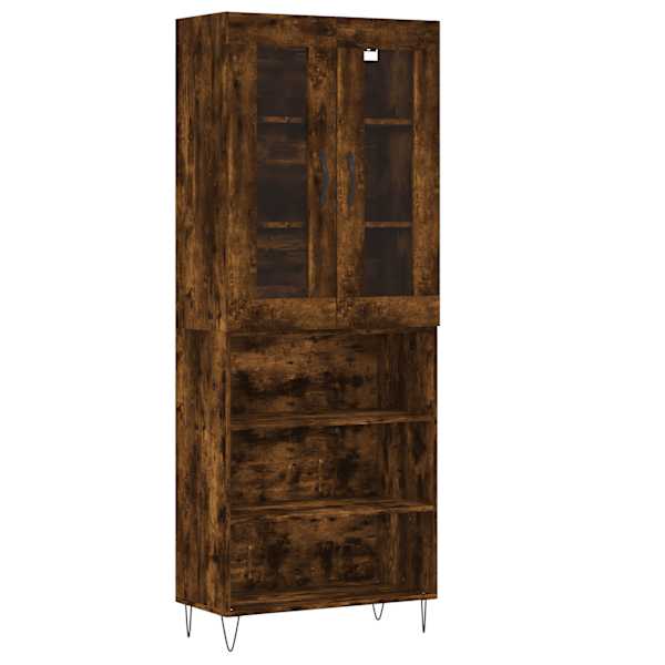 Kõrge kapp, suitsutatud tamm, 69,5 × 34 × 180 cm, tehispuit