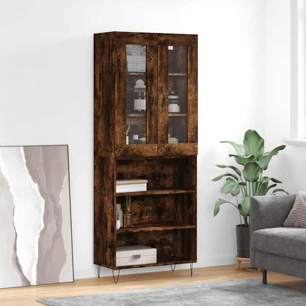 Kõrge kapp, suitsutatud tamm, 69,5 × 34 × 180 cm, tehispuit