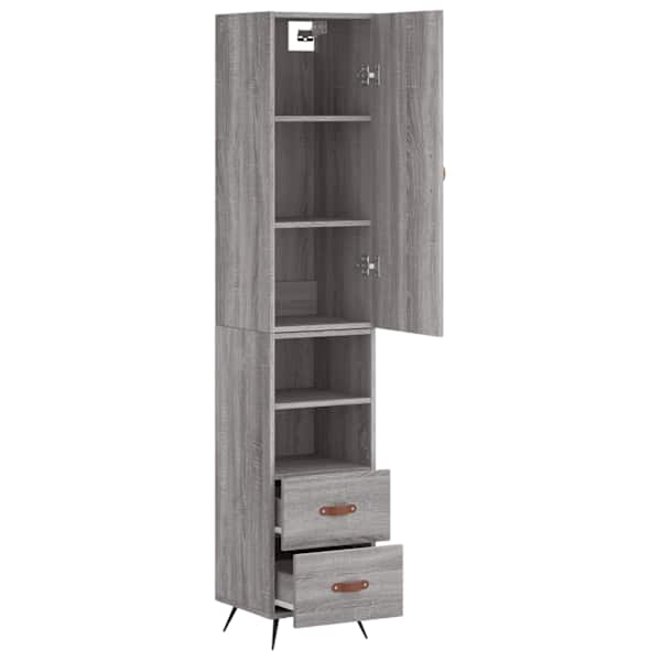 Kõrge kapp, hall Sonoma tamm, 34,5 × 34 × 180 cm, tehispuit
