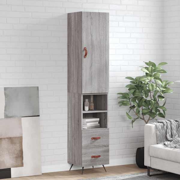 Kõrge kapp, hall Sonoma tamm, 34,5 × 34 × 180 cm, tehispuit